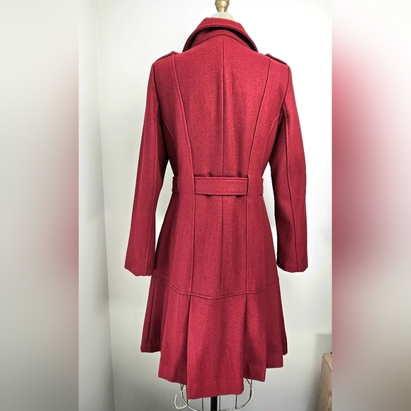 Listing Title: Calvin Klein Power Dressing Red Wool Pleated Coat 8 - Picture 2 of 16